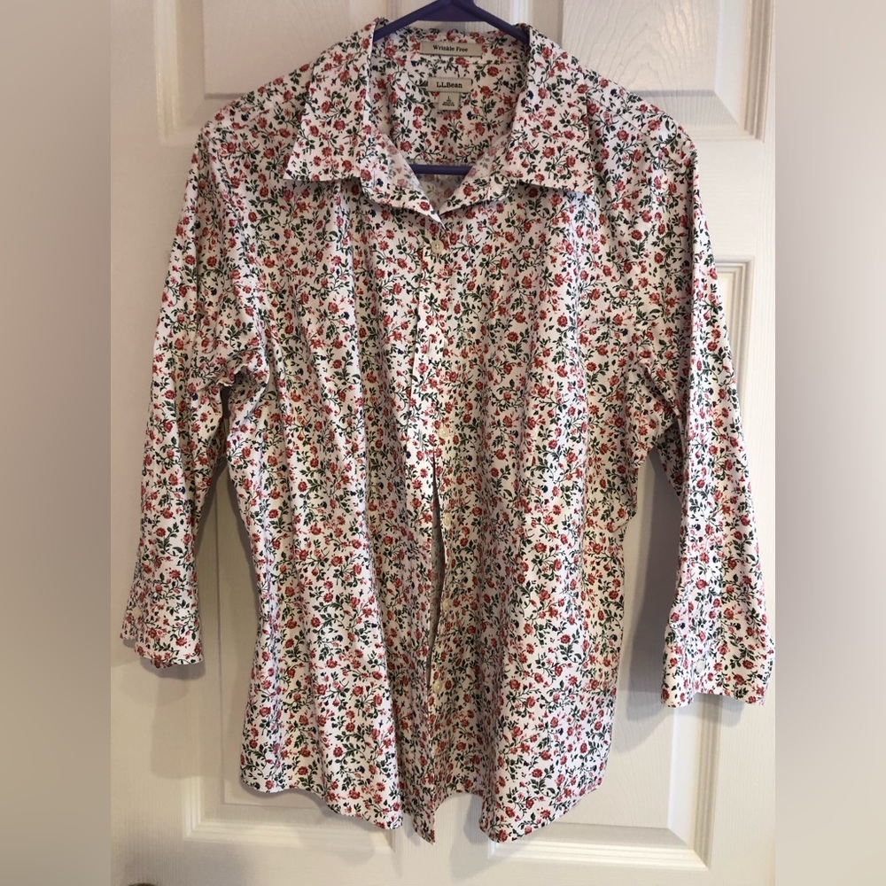 L. L. Bean Women’s Wrinkle-Free Pinpoint Oxford Shirt, 3/4 Sleeve